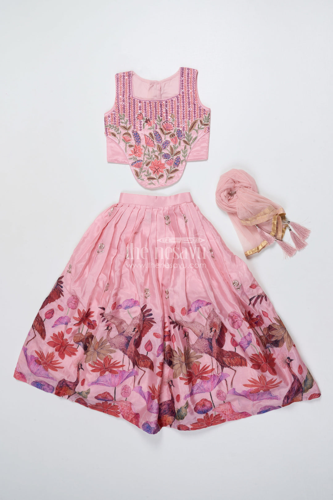 The Nesavu Girls Lehenga Choli Girls Embroidered Lehenga Choli for Weddings and Festive Functions Nesavu Nesavu girls embroidered lehenga choli georgette weddings festive celebrations