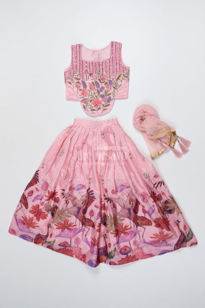 The Nesavu Girls Lehenga Choli Girls Embroidered Lehenga Choli for Weddings and Festive Functions Nesavu Nesavu girls embroidered lehenga choli georgette weddings festive celebrations