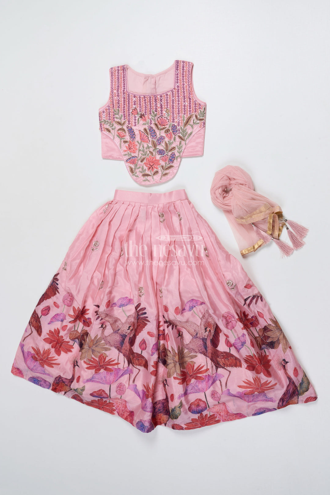 The Nesavu Girls Lehenga Choli Girls Embroidered Lehenga Choli for Weddings and Festive Functions Nesavu Nesavu girls embroidered lehenga choli georgette weddings festive celebrations