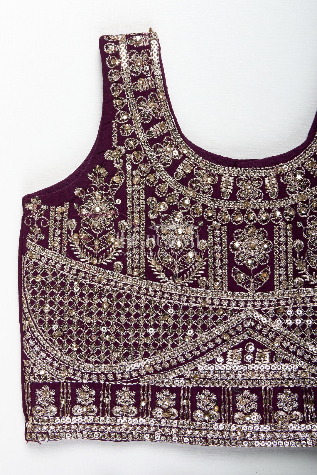 The Nesavu Girls Lehenga Choli Girls Embroidered Lehenga Choli for Weddings and Festive Occasions Nesavu Nesavu Girls Embroidered Lehenga Choli Weddings Plum Georgette Festive Outfit Zari Work