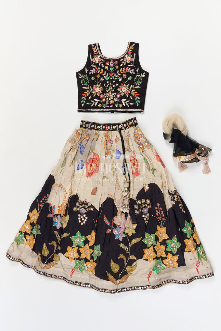 The Nesavu Girls Ethnic Lehenga Girls Embroidered Lehenga Set for Weddings and Grand Festive Occasions Nesavu Nesavu Girls Viscose Silk Embroidered Lehenga Set For Weddings Festive Celebrations And Special Occasions