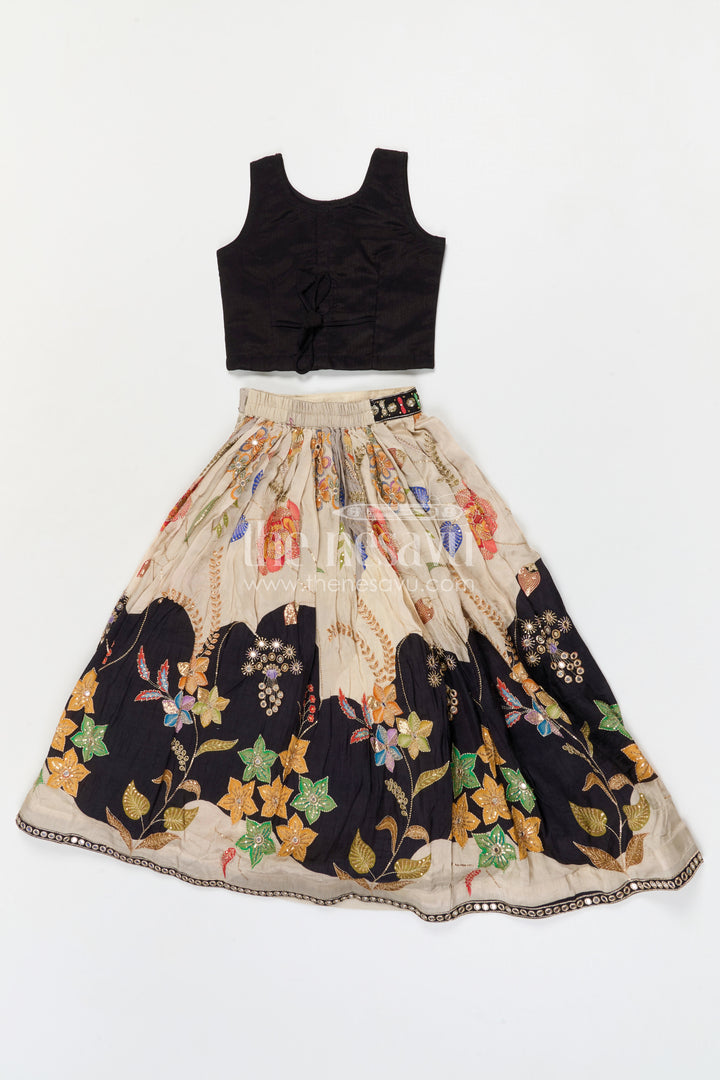 The Nesavu Girls Ethnic Lehenga Girls Embroidered Lehenga Set for Weddings and Grand Festive Occasions Nesavu Nesavu Girls Viscose Silk Embroidered Lehenga Set For Weddings Festive Celebrations And Special Occasions