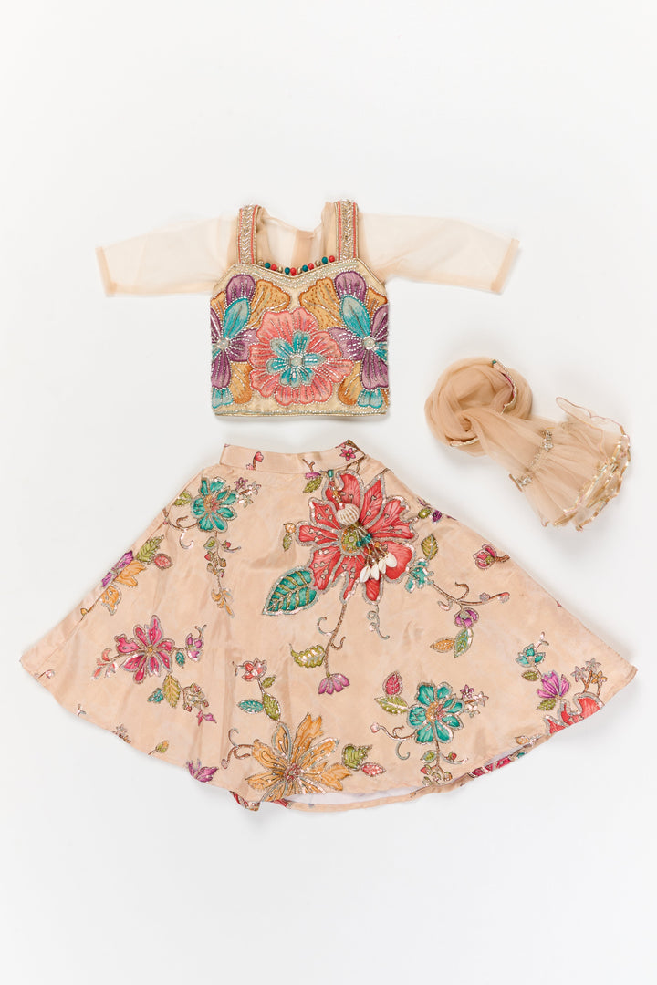 The Nesavu Girls Lehenga Choli Girls Embroidered Lehenga Set with Dupatta for Birthdays and Ethnic Functions Nesavu Nesavu embroidered lehenga choli set with dupatta and shrug for girls – ideal for birthdays and festive occasions