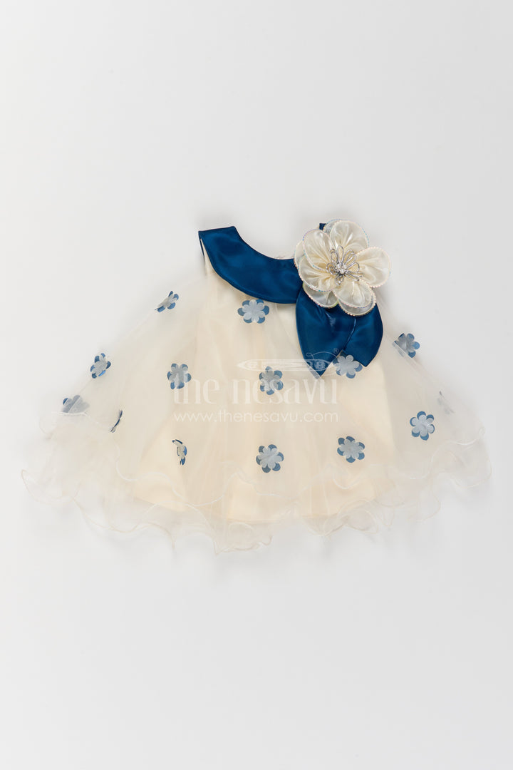 The Nesavu Girls Fancy Party Frock Girls Embroidered Net Frock for Family Portraits and Special Occasions Nesavu 16 (1Y) / Blue / Net PF328C-16 Nesavu Girls Embroidered Net Frock For Family Portraits Receptions Birthdays And Special Celebrations