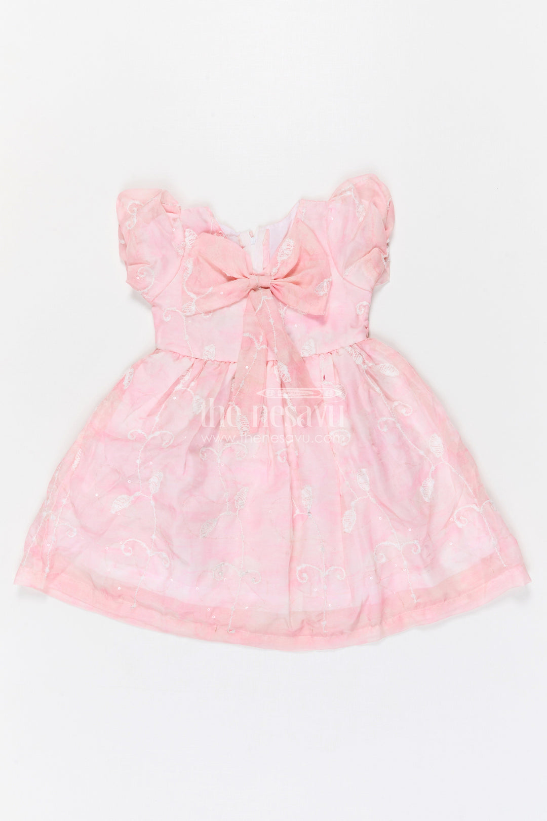 The Nesavu Girls Cotton Frock Girls Embroidered Party Frock for Birthdays and Special Celebrations Nesavu 20 (3Y) / Peach / Cotton Blend GFC2130B-20 Nesavu girls embroidered party frock for birthdays festive celebrations and special occasion wear