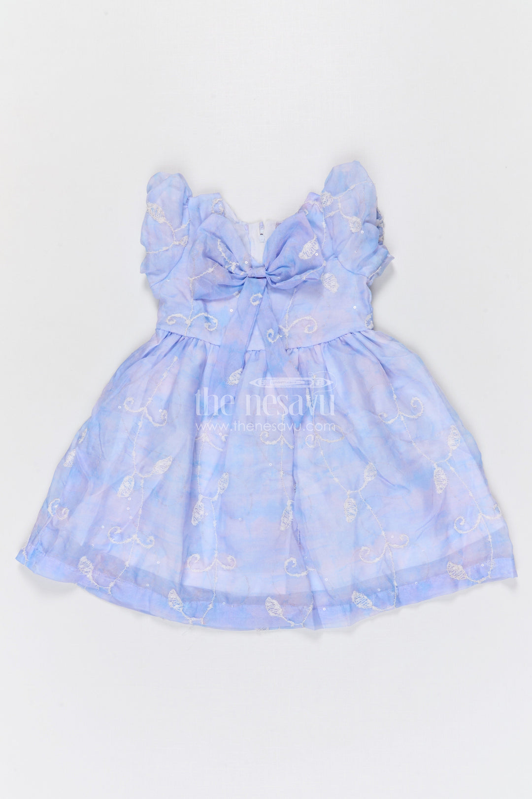 The Nesavu Girls Cotton Frock Girls Embroidered Party Frock for Birthdays and Special Occasions Nesavu 20 (3Y) / Blue / Cotton Blend GFC2130A-20 Nesavu girls embroidered party frock for birthdays celebrations and special occasion dresses