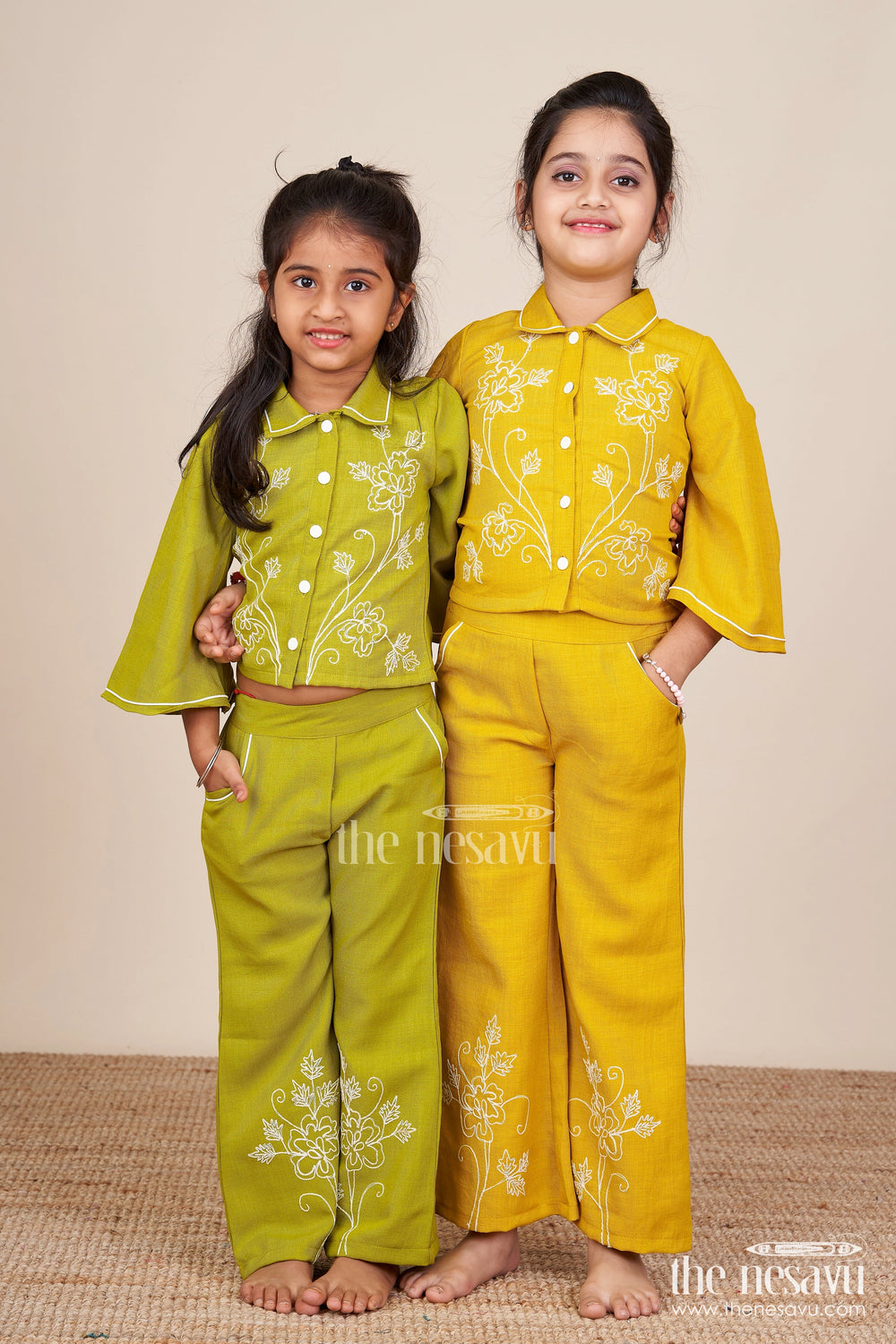 The Nesavu Girls Co-Ord Sets Girls Embroidered Plazo Set for Festive School Events and Family Functions Nesavu Nesavu girls embroidered cotton plazo set  ideal ethnic school programs traditional celebrations