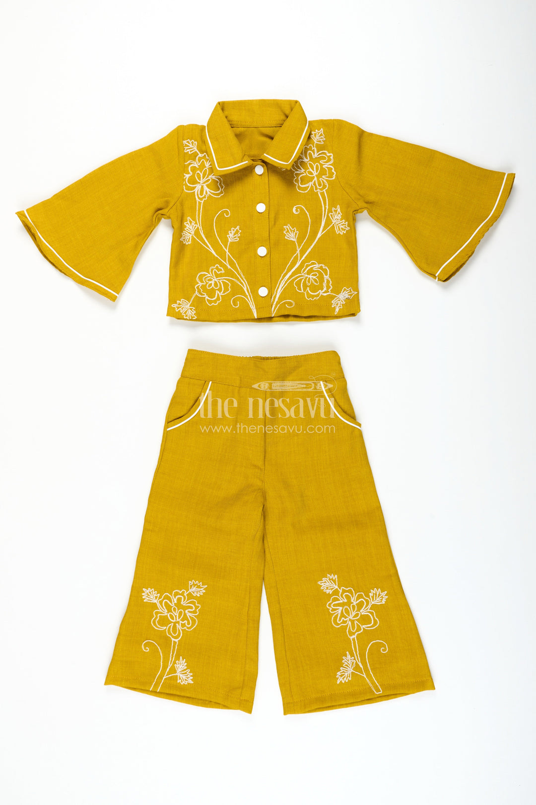 The Nesavu Girls Co-Ord Sets Girls Embroidered Plazo Set for Festive School Events and Family Functions Nesavu Nesavu girls embroidered cotton plazo set  ideal ethnic school programs traditional celebrations
