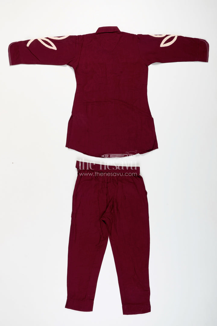 The Nesavu Girls Co-Ord Sets Girls Embroidered Plazzo Set for Casual Festive Days and School Functions Nesavu Nesavu girls embroidered plazzo kurta set soft viscose  ideal casual festive ethnic days