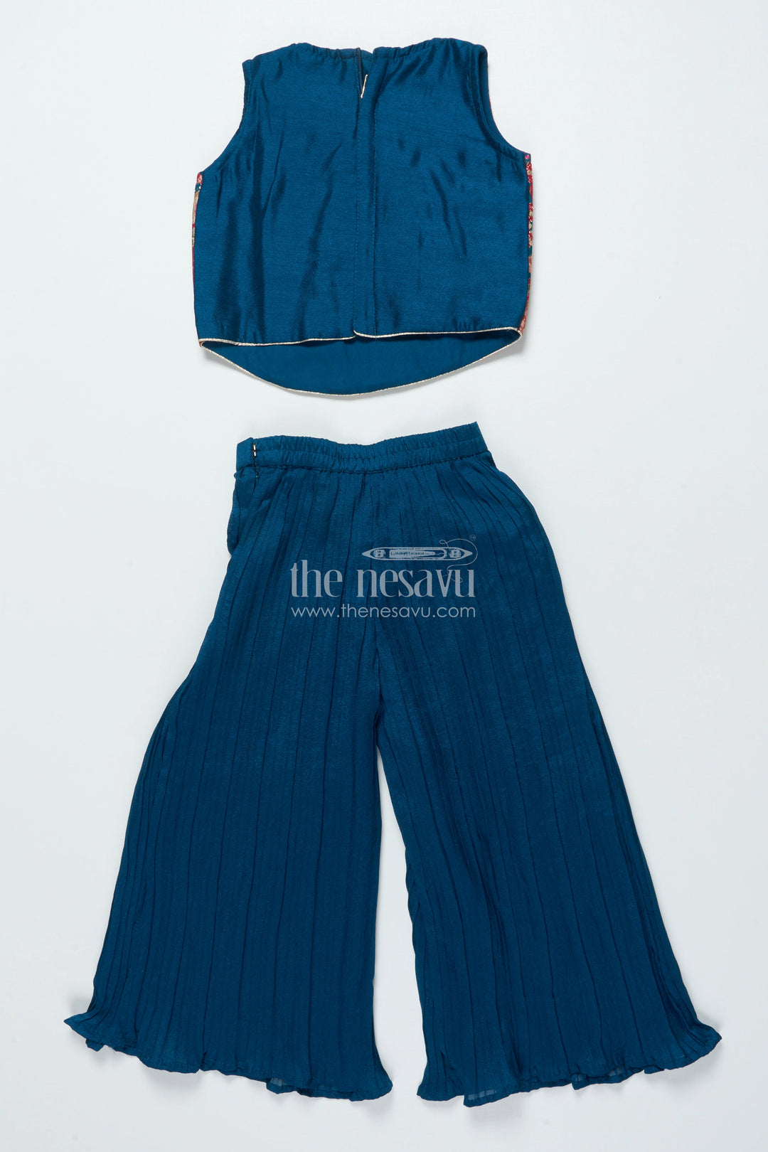 The Nesavu Girls Sharara / Plazo Set Girls Embroidered Sharara Set for School Ethnic Day and Traditional Events Nesavu Nesavu girls georgette sharara set embroidery school ethnic day festive dressing