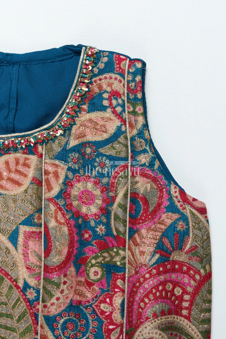 The Nesavu Girls Sharara / Plazo Set Girls Embroidered Sharara Set for School Ethnic Day and Traditional Events Nesavu Nesavu girls georgette sharara set embroidery school ethnic day festive dressing