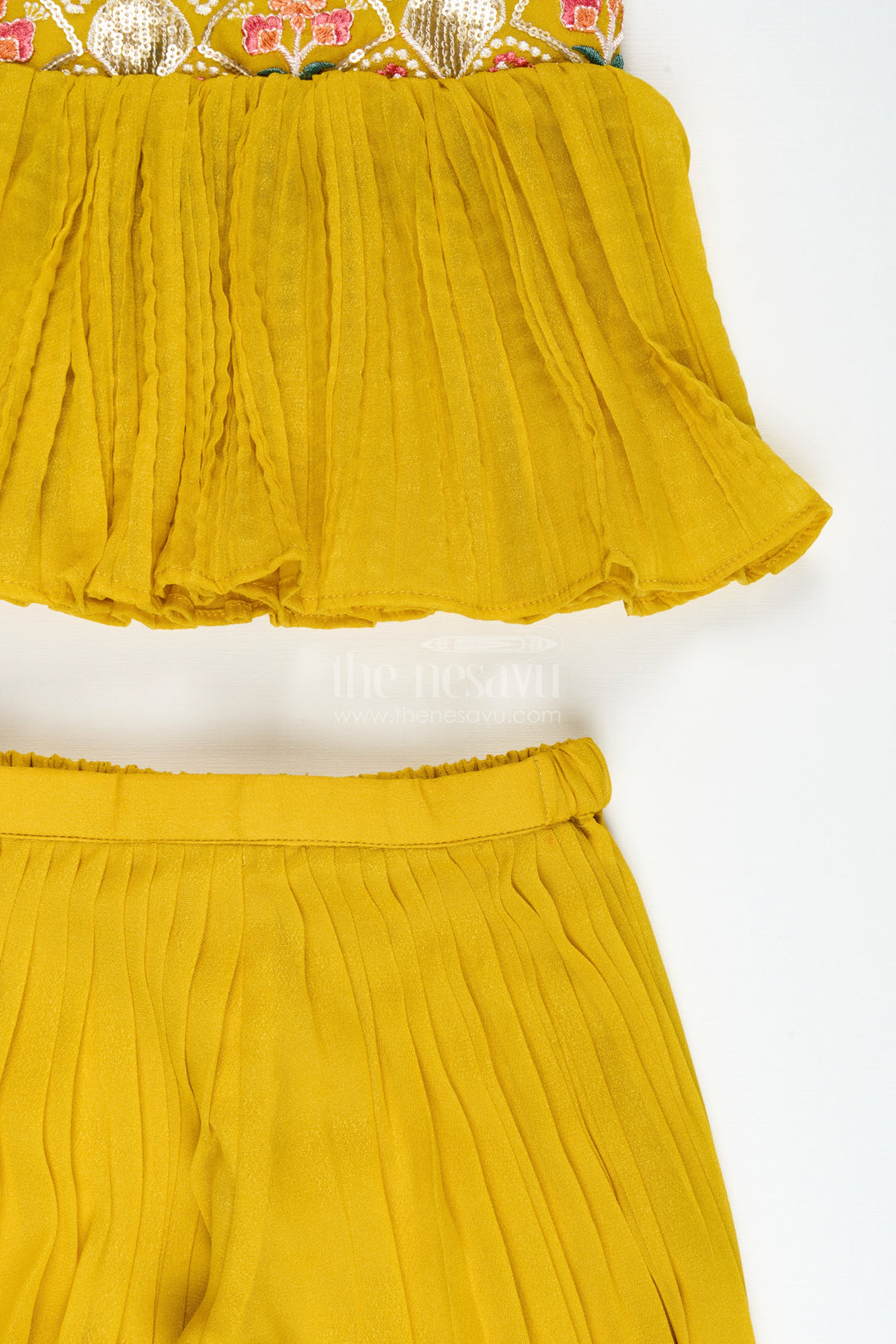 The Nesavu Girls Sharara / Plazo Set Girls Embroidered Sharara Set in Georgette for Weddings and Cultural Events Nesavu Nesavu girls embroidered georgette sharara set weddings festive functions stage performances