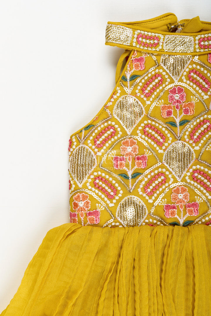 The Nesavu Girls Sharara / Plazo Set Girls Embroidered Sharara Set in Georgette for Weddings and Cultural Events Nesavu Nesavu girls embroidered georgette sharara set weddings festive functions stage performances