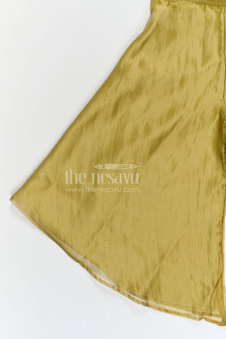 The Nesavu Girls Sharara / Plazo Set Girls Embroidered Sharara Set in Silk Blend for Festive and Wedding Wear Nesavu Nesavu girls viscose blend silk sharara set with embroidered yoke for festive wear