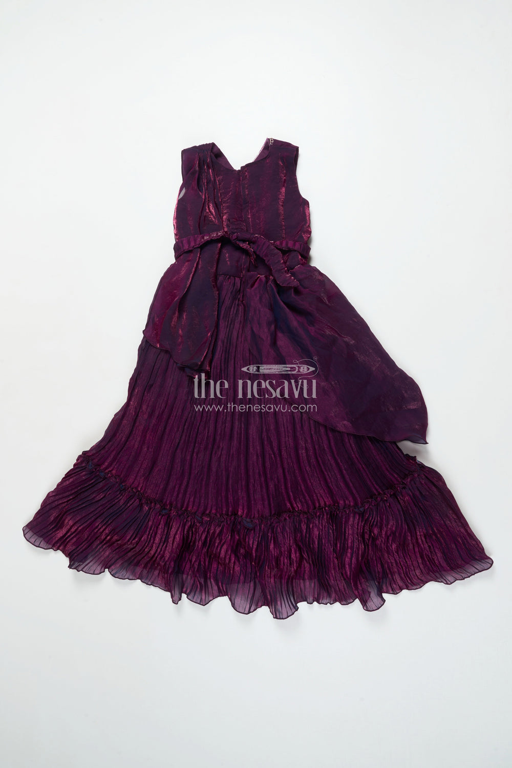 The Nesavu Girls Casual Gown Girls Embroidered Yoke Gown for Parties and Festive Celebrations Nesavu Nesavu girls gown embroidered yoke georgette birthday parties festive occasions