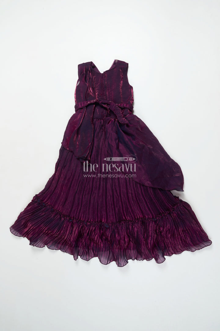 The Nesavu Girls Casual Gown Girls Embroidered Yoke Gown for Parties and Festive Celebrations Nesavu Nesavu girls gown embroidered yoke georgette birthday parties festive occasions