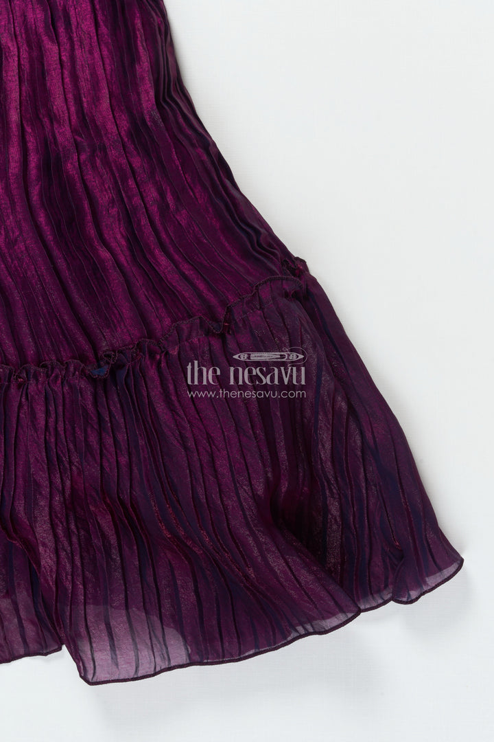 The Nesavu Girls Casual Gown Girls Embroidered Yoke Gown for Parties and Festive Celebrations Nesavu Nesavu girls gown embroidered yoke georgette birthday parties festive occasions