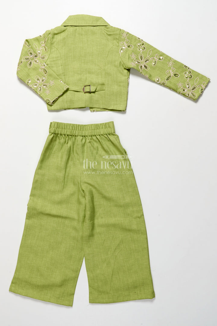 The Nesavu Girls Casual Set Girls Ethnic Blazer Set for Festive Outings and School Celebrations Nesavu Nesavu girls blazer set ethnic school days festive family gatherings