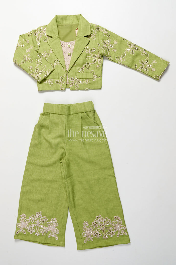 The Nesavu Girls Casual Set Girls Ethnic Blazer Set for Festive Outings and School Celebrations Nesavu Nesavu girls blazer set ethnic school days festive family gatherings