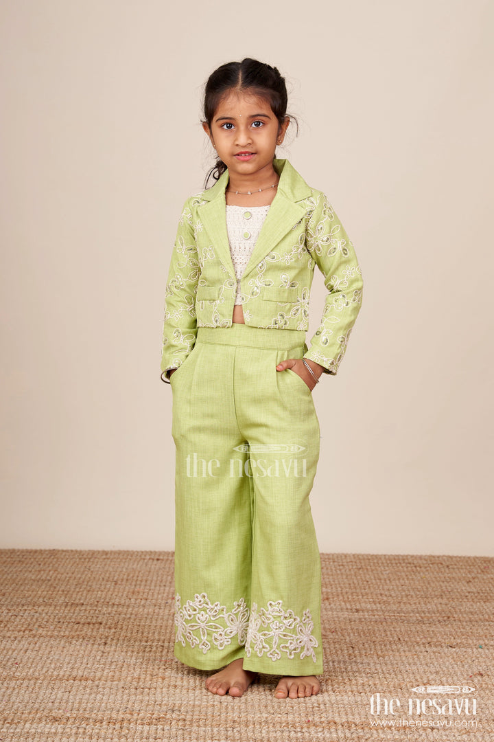 The Nesavu Girls Casual Set Girls Ethnic Blazer Set for Festive Outings and School Celebrations Nesavu Nesavu girls blazer set ethnic school days festive family gatherings