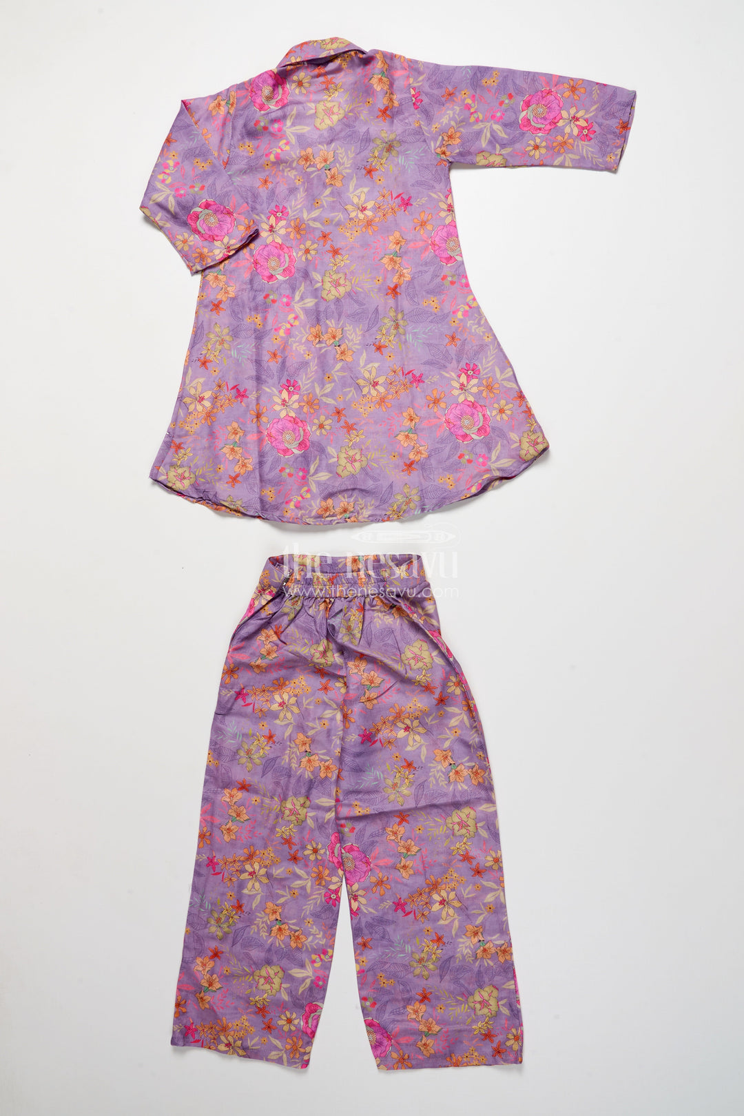 The Nesavu Girls Casual Set Girls Ethnic Casual Set with Embroidered Kurta and Pants Nesavu Nesavu girls ethnic casual set embroidered kurta pants festive cultural wear