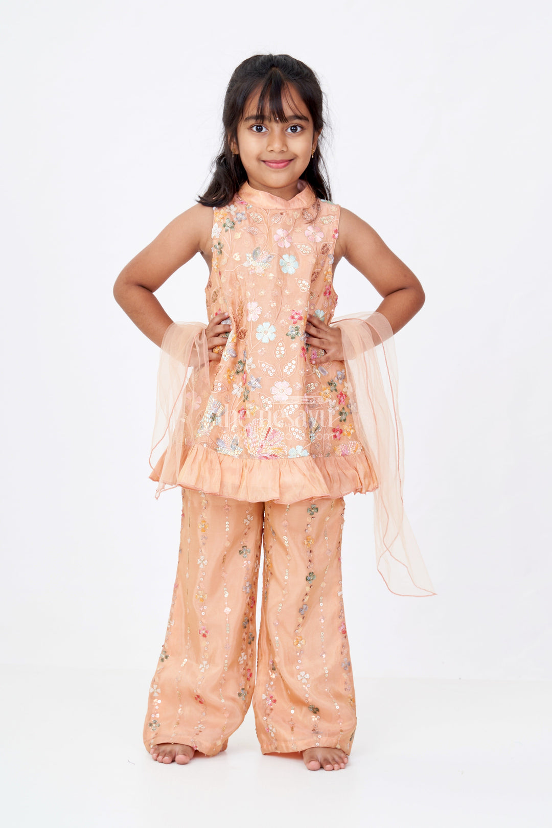 The Nesavu Girls Churidar Sets Girls Ethnic Churidar Set in Shimmer Viscose Silk with Designer Embroidery and Dupatta Nesavu Girls Ethnic Churidar Set Shimmer Viscose Silk Designer Embroidery Dupatta | The Nesavu