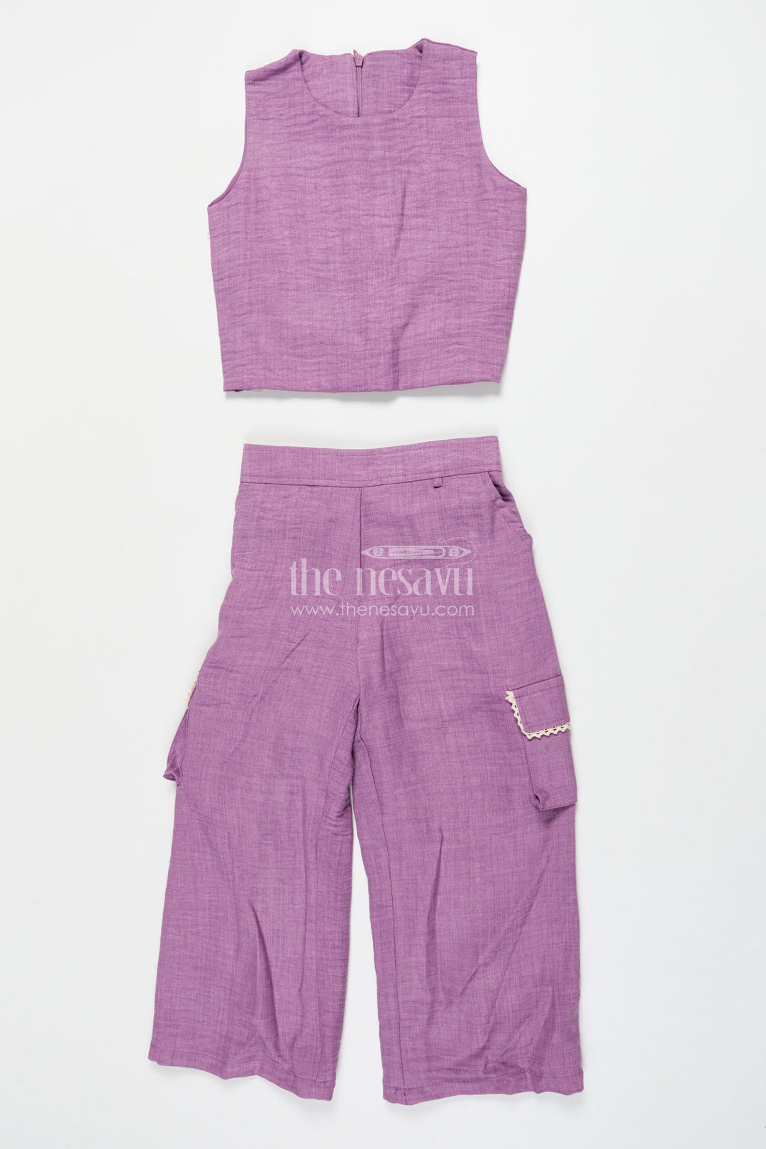 The Nesavu Girls Co-Ord Sets Girls Ethnic Co-Ord Set with Embroidered Jacket for Celebrations and School Events Nesavu Nesavu girls rayon co-ord set thread embroidery school ethnic day festive gatherings