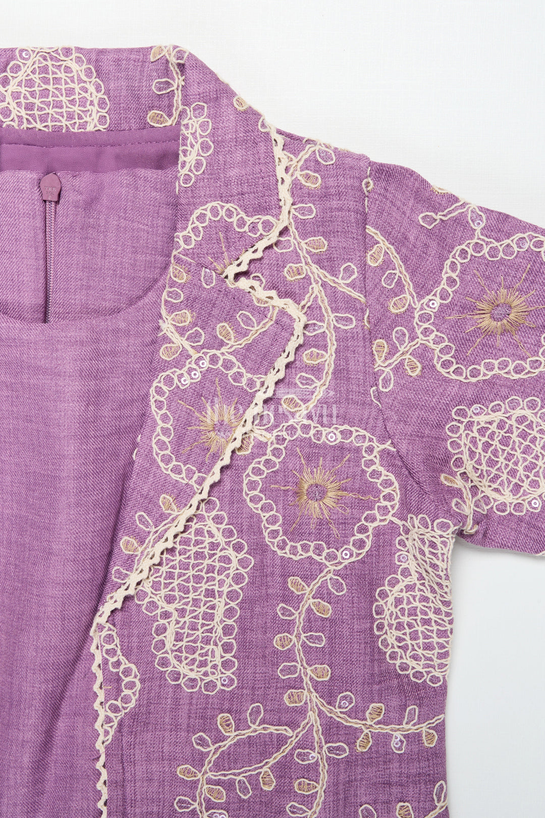 The Nesavu Girls Co-Ord Sets Girls Ethnic Co-Ord Set with Embroidered Jacket for Celebrations and School Events Nesavu Nesavu girls rayon co-ord set thread embroidery school ethnic day festive gatherings