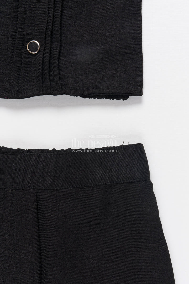 The Nesavu Girls Co-Ord Sets Girls Ethnic Co-Ord Set with Floral Embroidery Perfect for Modern Festive Looks Nesavu Nesavu girls ethnic co-ord set jacket floral embroidery ideal festive modern occasions