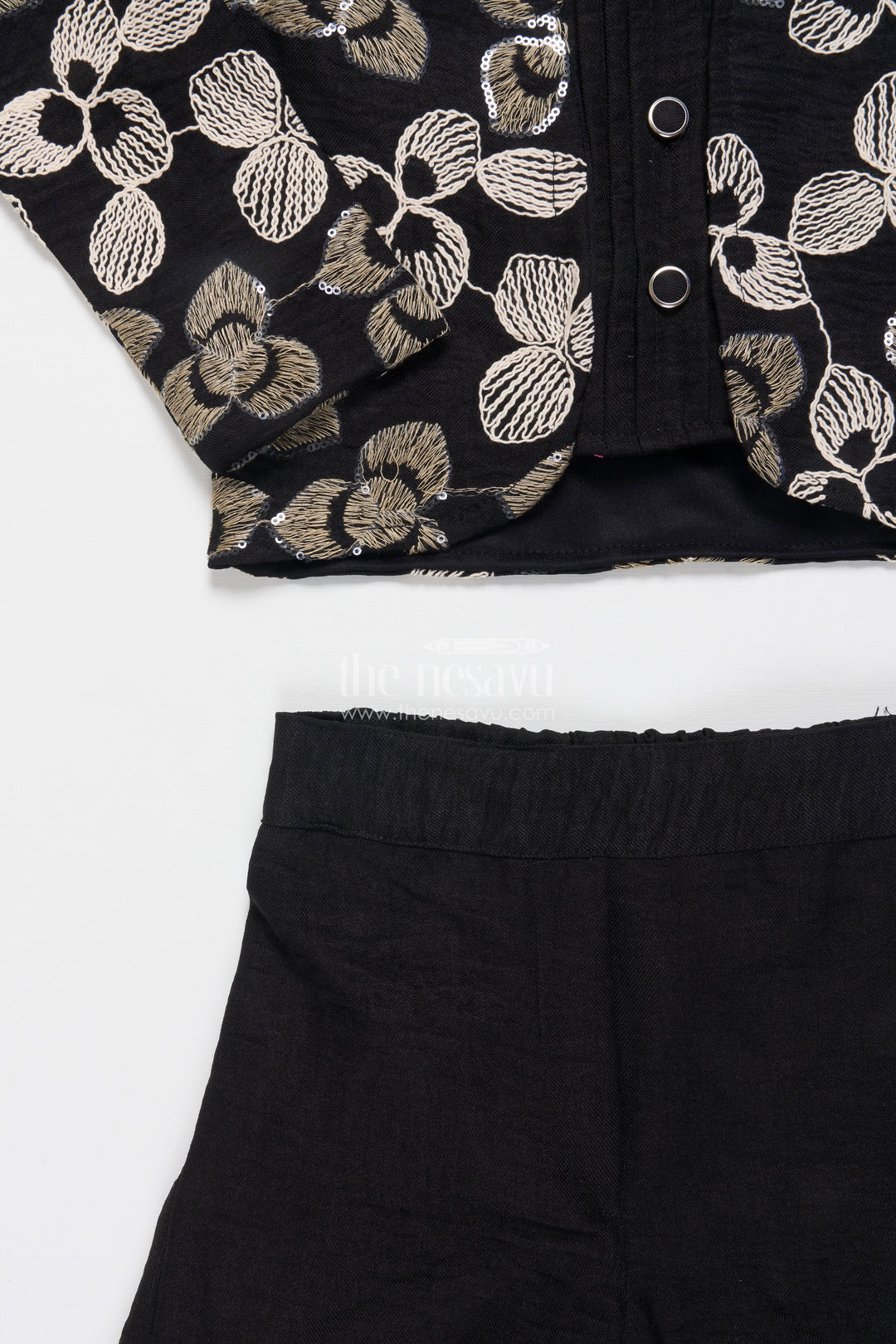The Nesavu Girls Co-Ord Sets Girls Ethnic Co-Ord Set with Floral Embroidery Perfect for Modern Festive Looks Nesavu Nesavu girls ethnic co-ord set jacket floral embroidery ideal festive modern occasions