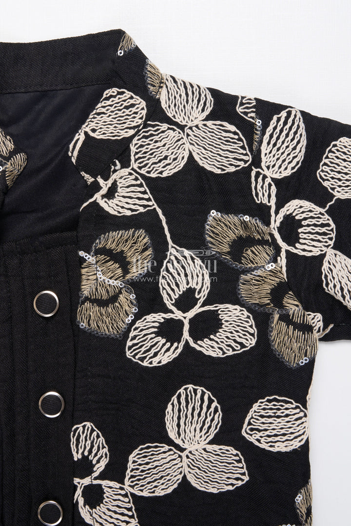 The Nesavu Girls Co-Ord Sets Girls Ethnic Co-Ord Set with Floral Embroidery Perfect for Modern Festive Looks Nesavu Nesavu girls ethnic co-ord set jacket floral embroidery ideal festive modern occasions