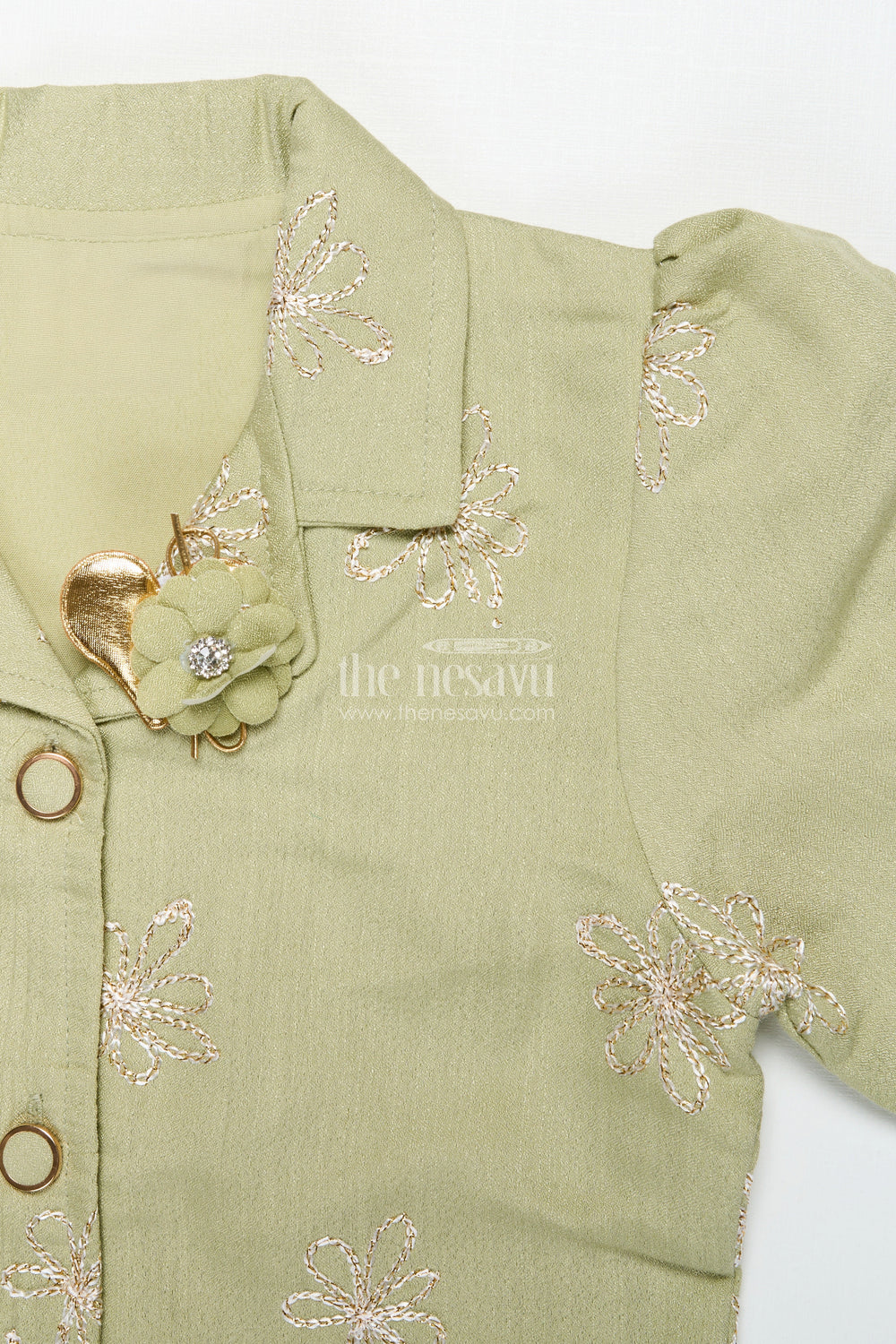 The Nesavu Girls Co-Ord Sets Girls Ethnic Co-Ord Set with Zari Embroidery for Festive and School Events Nesavu Nesavu girls embroidered rayon co-ord set zari work ethnic school festive wear