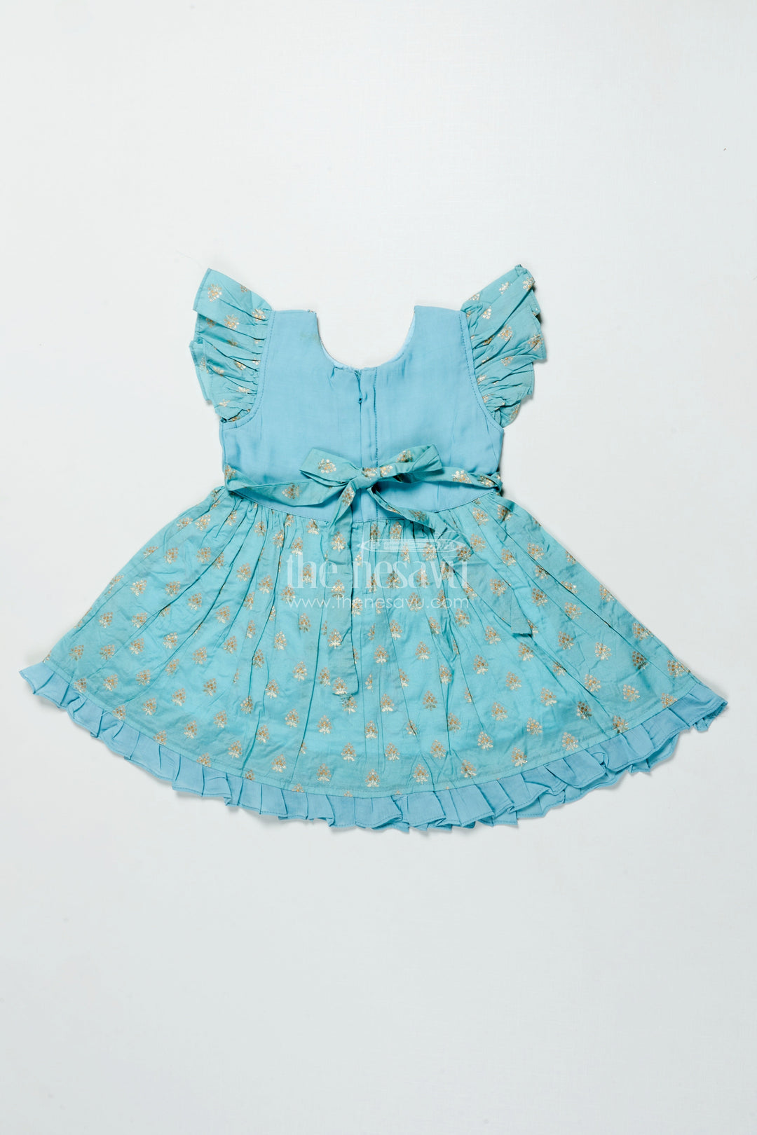 The Nesavu Girls Chanderi Frock Girls Ethnic Frock for Traditional Celebrations and Cultural Events Nesavu Nesavu girls chanderi cotton frock butta design traditional functions festive occasions