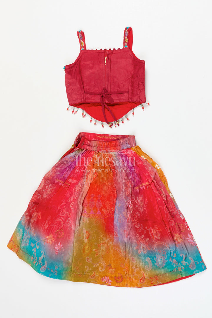 The Nesavu Girls Ethnic Lehenga Girls Ethnic Lehenga Choli for Weddings and Festive Occasions Nesavu Nesavu Girls Georgette Lehenga Choli With Designer Mirror Embroidery For Weddings And Festive Occasions