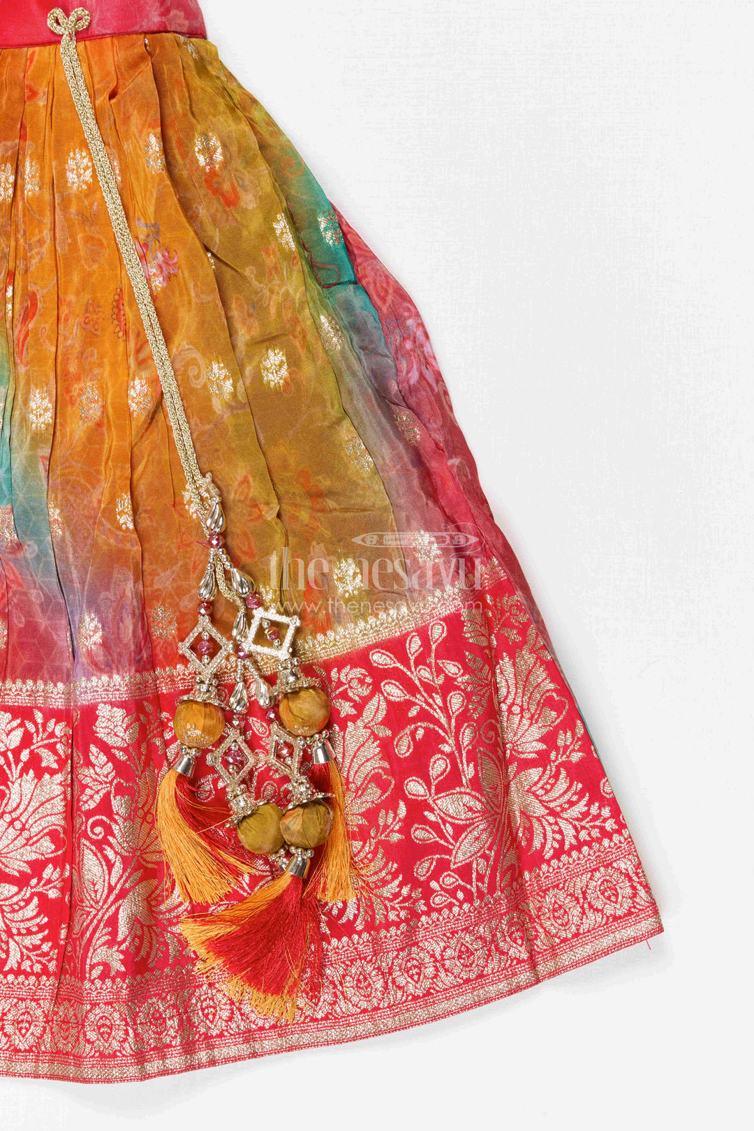 The Nesavu Girls Ethnic Lehenga Girls Ethnic Lehenga Choli for Weddings and Festive Occasions Nesavu Nesavu Girls Georgette Lehenga Choli With Designer Mirror Embroidery For Weddings And Festive Occasions