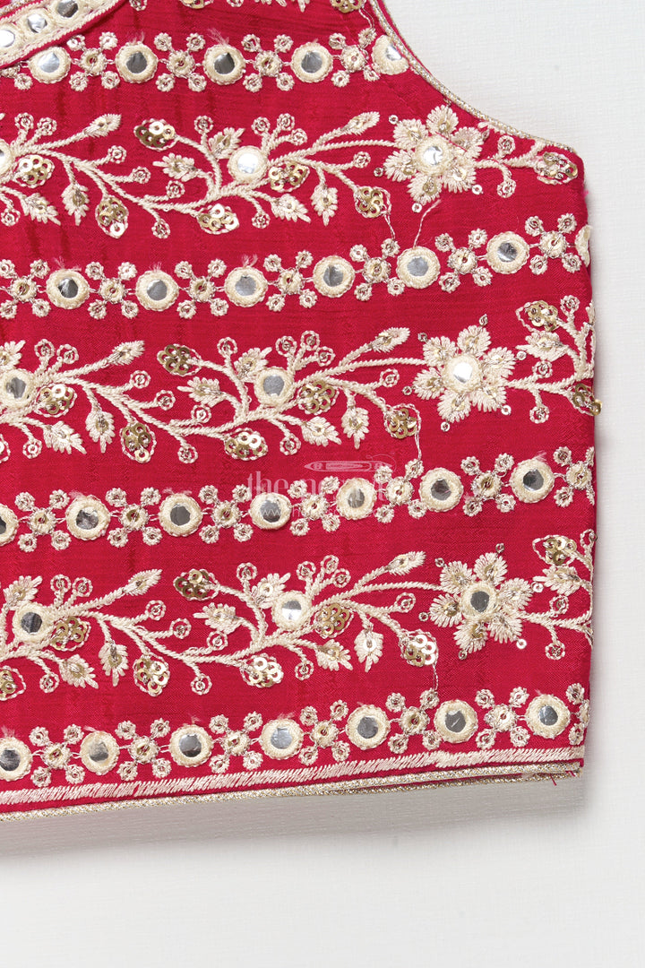 The Nesavu Girls Ethnic Lehenga Girls Ethnic Lehenga Set with Designer Silk Blouse and Embroidery Nesavu Nesavu ethnic lehenga choli set girls embroidered silk blouse  perfect weddings festivals