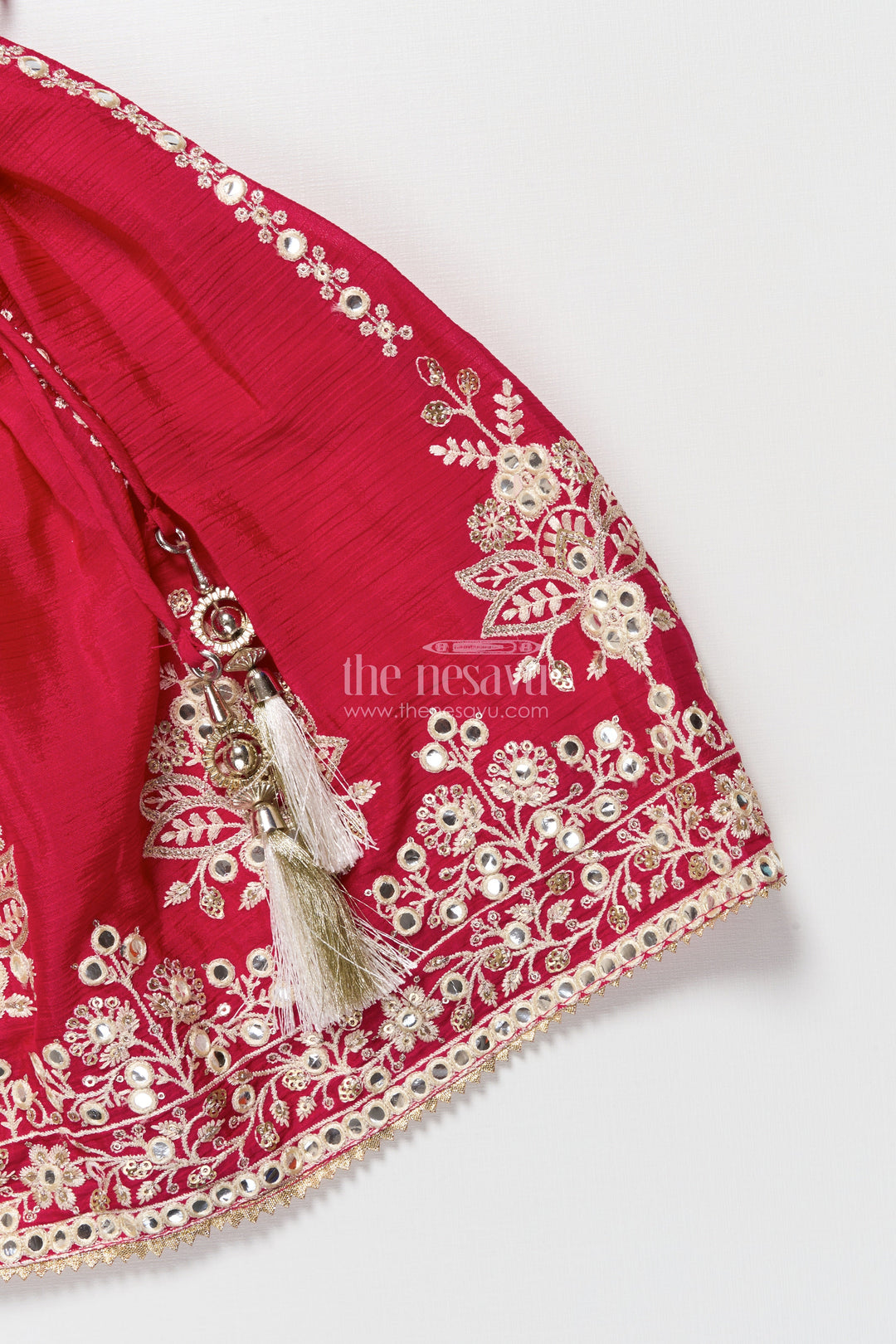The Nesavu Girls Ethnic Lehenga Girls Ethnic Lehenga Set with Designer Silk Blouse and Embroidery Nesavu Nesavu ethnic lehenga choli set girls embroidered silk blouse  perfect weddings festivals