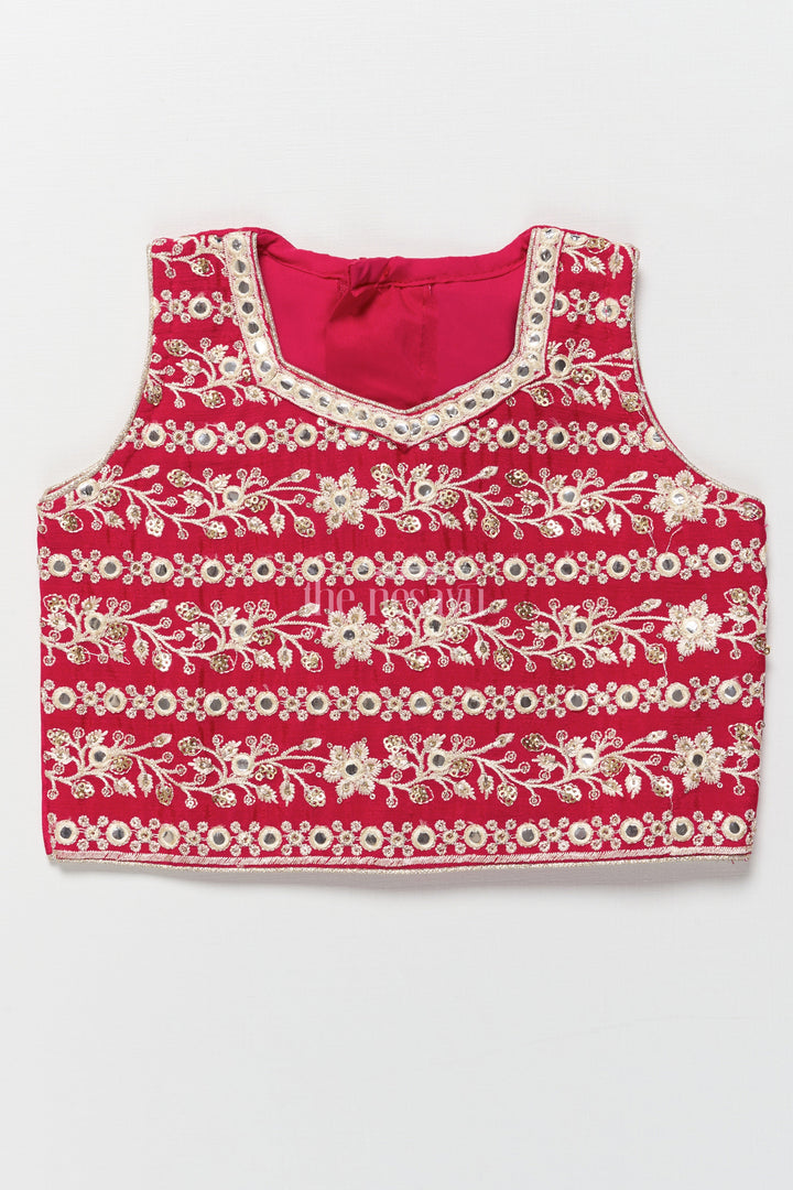 The Nesavu Girls Ethnic Lehenga Girls Ethnic Lehenga Set with Designer Silk Blouse and Embroidery Nesavu Nesavu ethnic lehenga choli set girls embroidered silk blouse  perfect weddings festivals