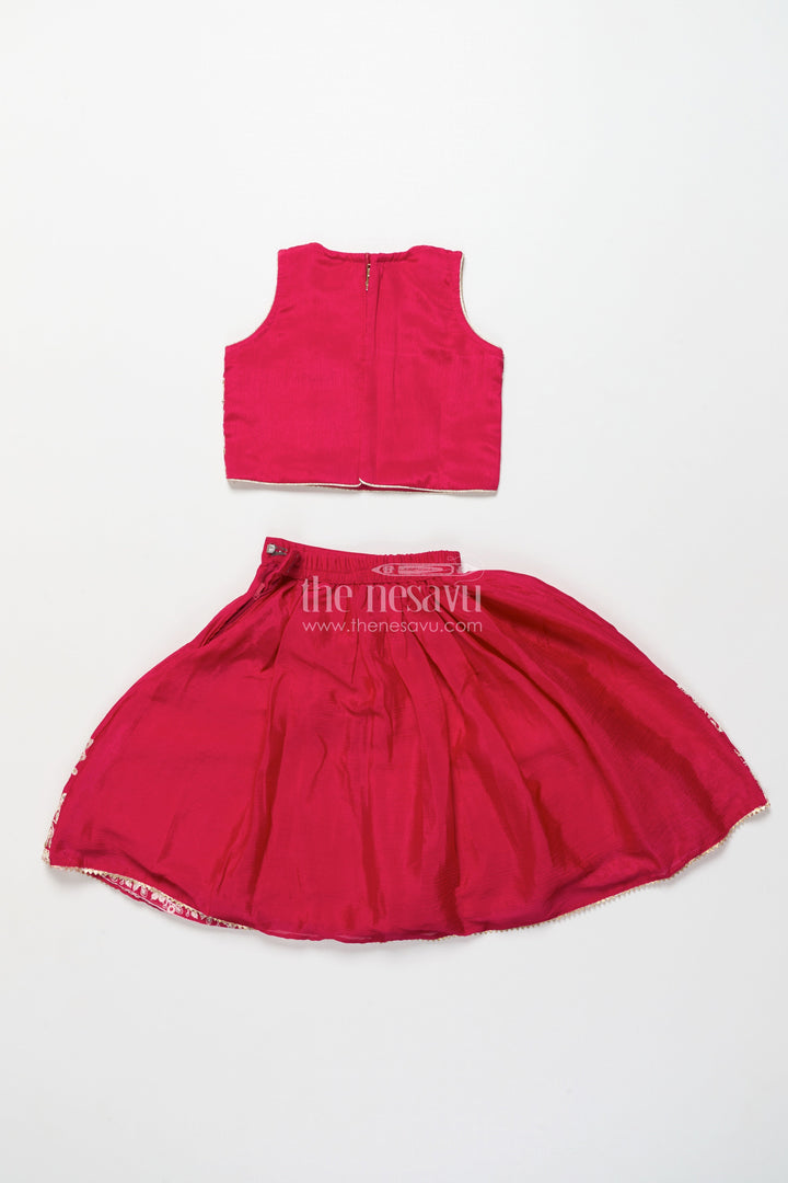 The Nesavu Girls Ethnic Lehenga Girls Ethnic Lehenga Set with Designer Silk Blouse and Embroidery Nesavu Nesavu ethnic lehenga choli set girls embroidered silk blouse  perfect weddings festivals