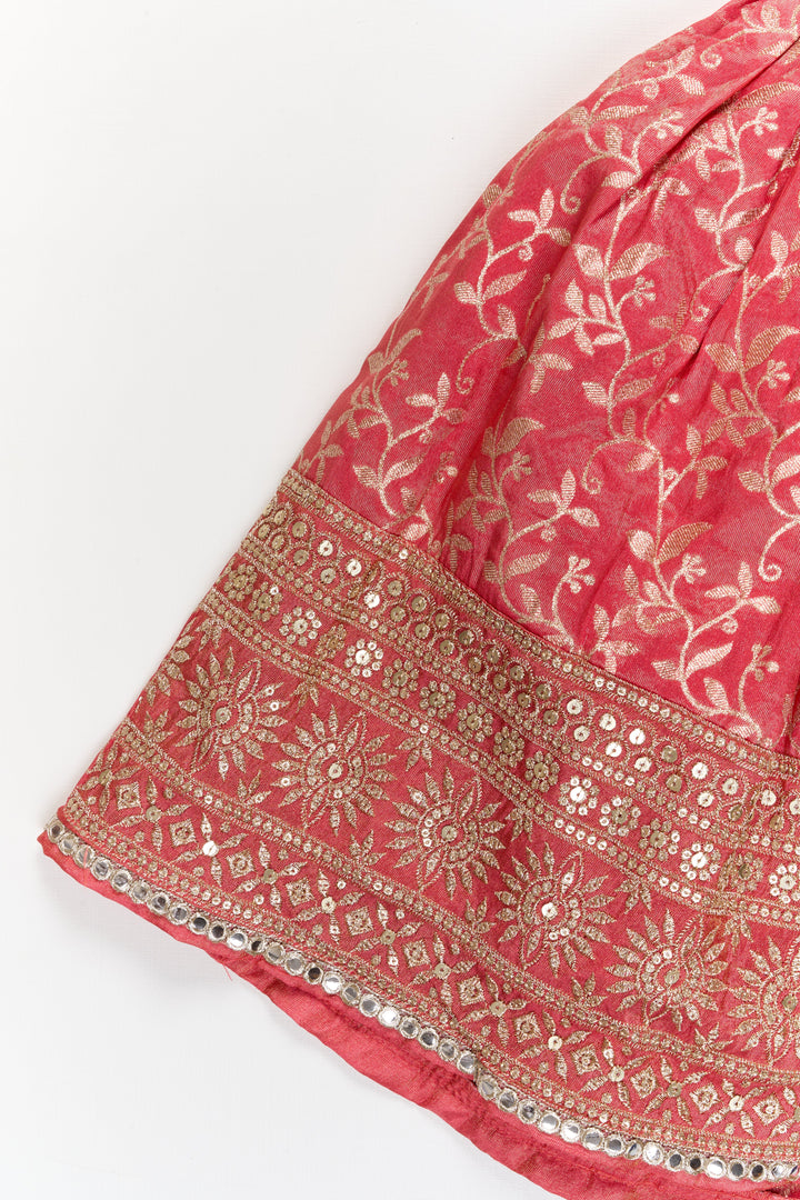 The Nesavu Girls Ethnic Lehenga Girls Ethnic Lehenga with Designer Yoke for Traditional Ceremonies Nesavu Nesavu ethnic lehenga for girls with kora tissue silk and designer yoke – perfect for weddings and ceremonies