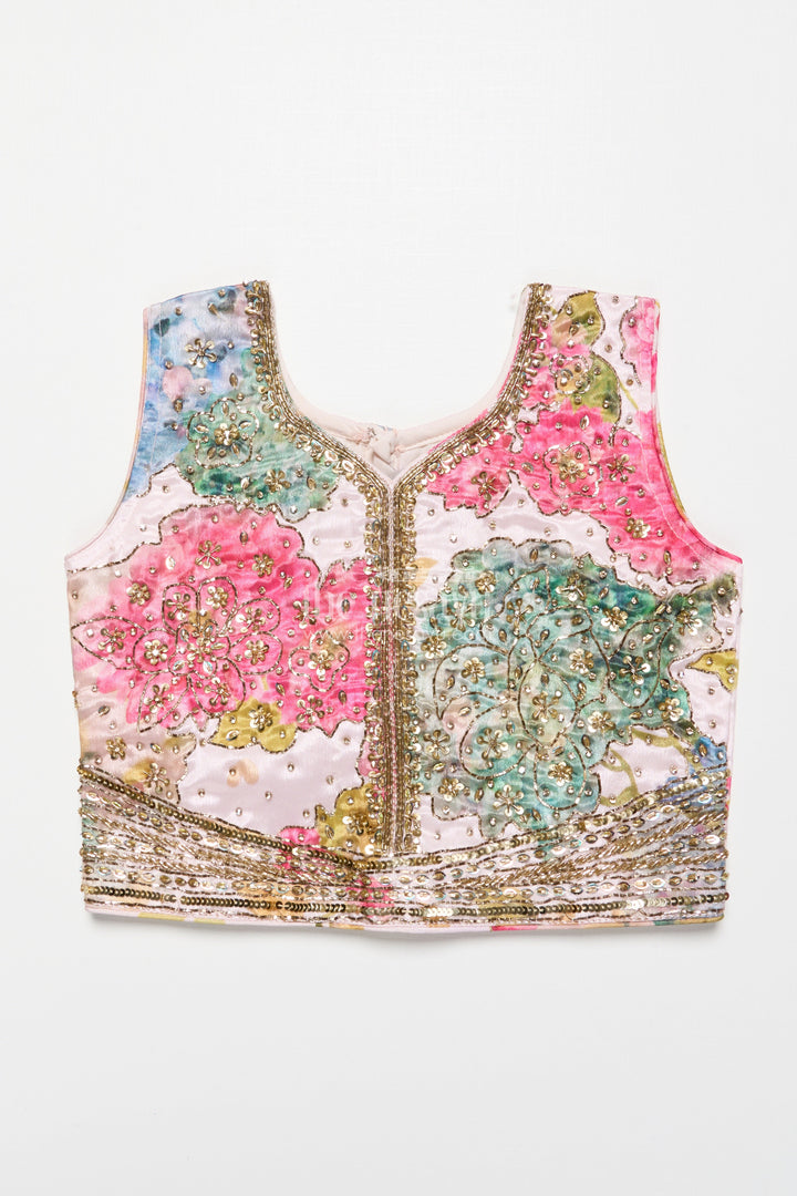 The Nesavu Girls Ethnic Lehenga Girls Ethnic Lehenga with Embroidered Blouse for Weddings and Festive Occasions Nesavu Nesavu girls embroidered ethnic lehenga digital print weddings festive occasions