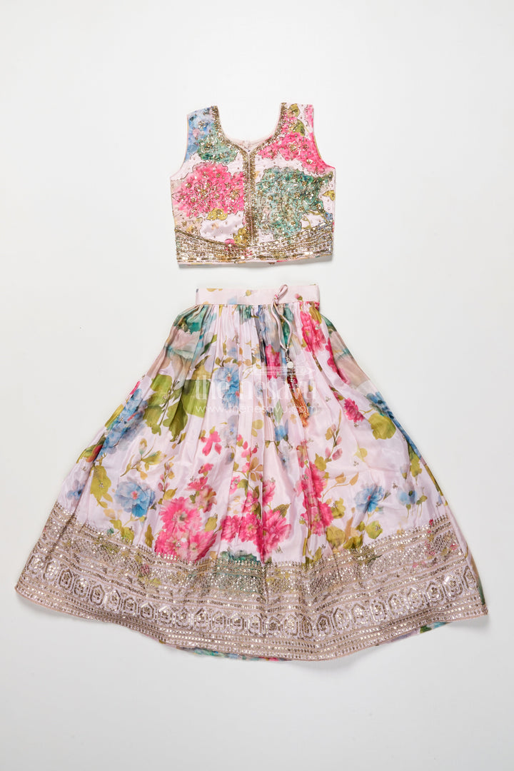 The Nesavu Girls Ethnic Lehenga Girls Ethnic Lehenga with Embroidered Blouse for Weddings and Festive Occasions Nesavu Nesavu girls embroidered ethnic lehenga digital print weddings festive occasions