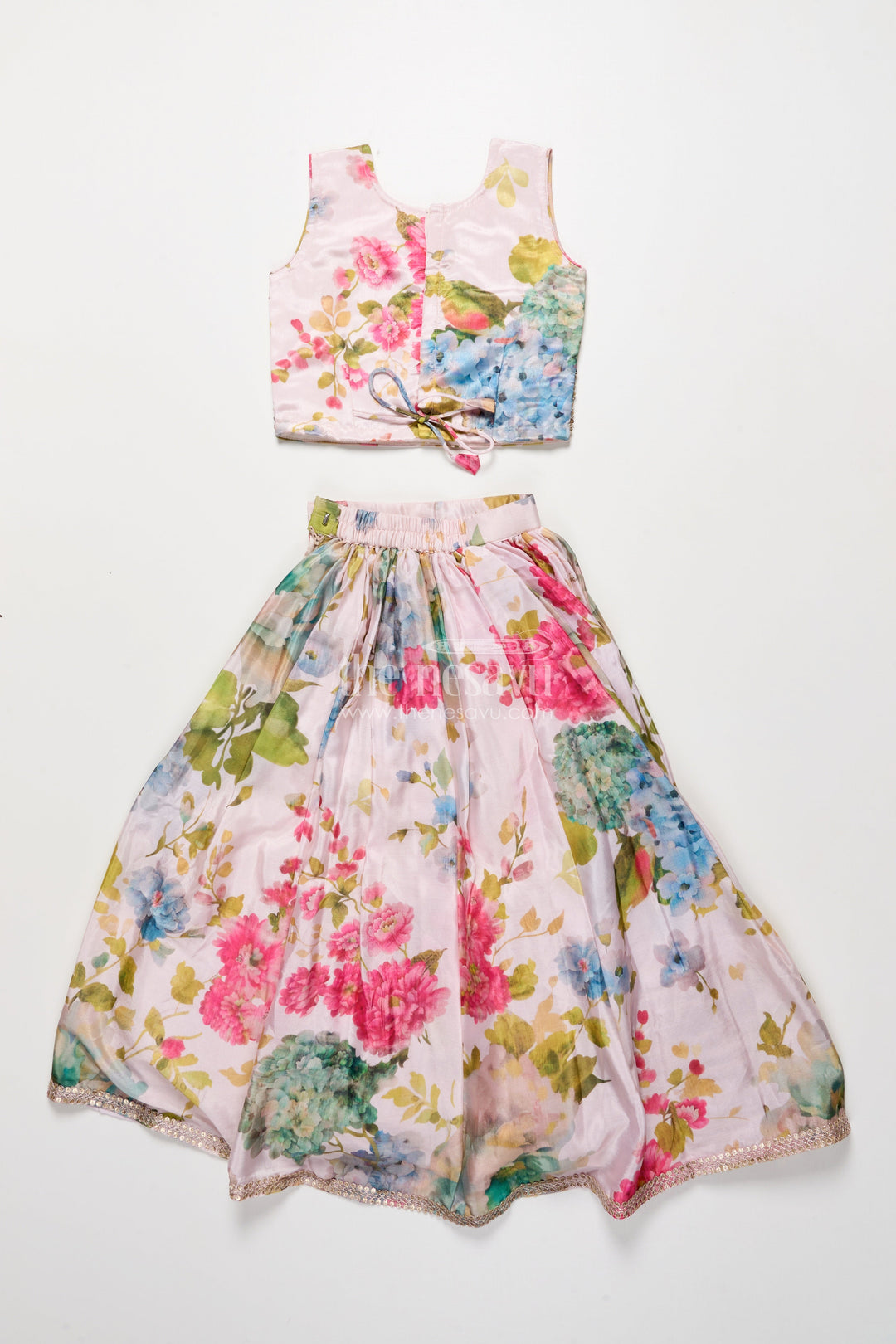 The Nesavu Girls Ethnic Lehenga Girls Ethnic Lehenga with Embroidered Blouse for Weddings and Festive Occasions Nesavu Nesavu girls embroidered ethnic lehenga digital print weddings festive occasions