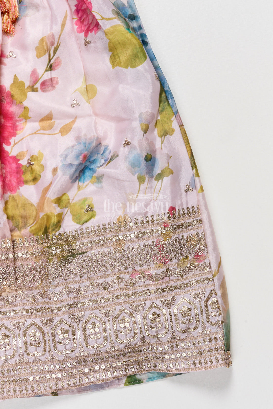 The Nesavu Girls Ethnic Lehenga Girls Ethnic Lehenga with Embroidered Blouse for Weddings and Festive Occasions Nesavu Nesavu girls embroidered ethnic lehenga digital print weddings festive occasions