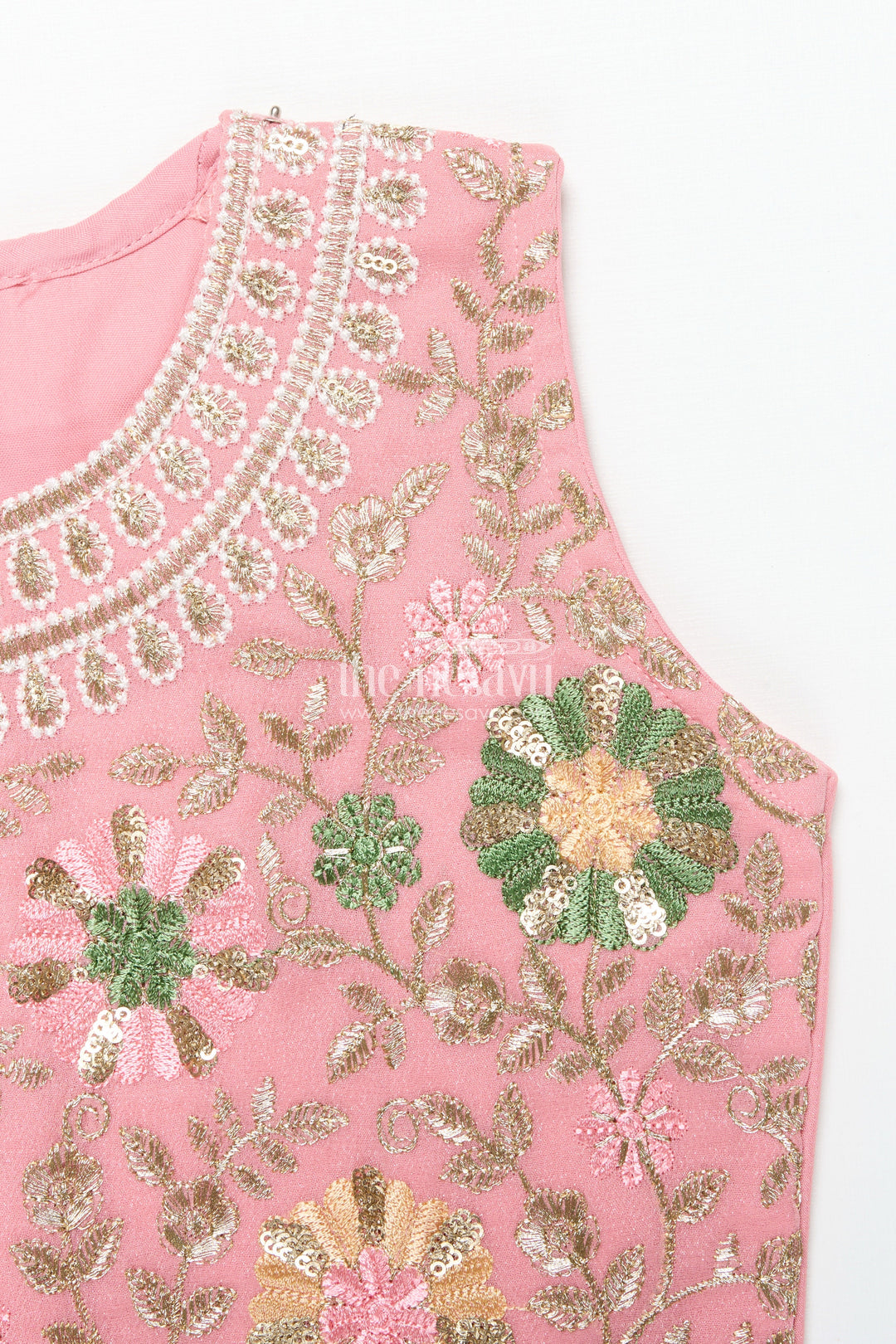 The Nesavu Girls Ethnic Lehenga Girls Ethnic Lehenga with Long Shrug for Festive and Wedding Occasions Nesavu Nesavu girls georgette lehenga set thread embroidery full-length shrug festive wear