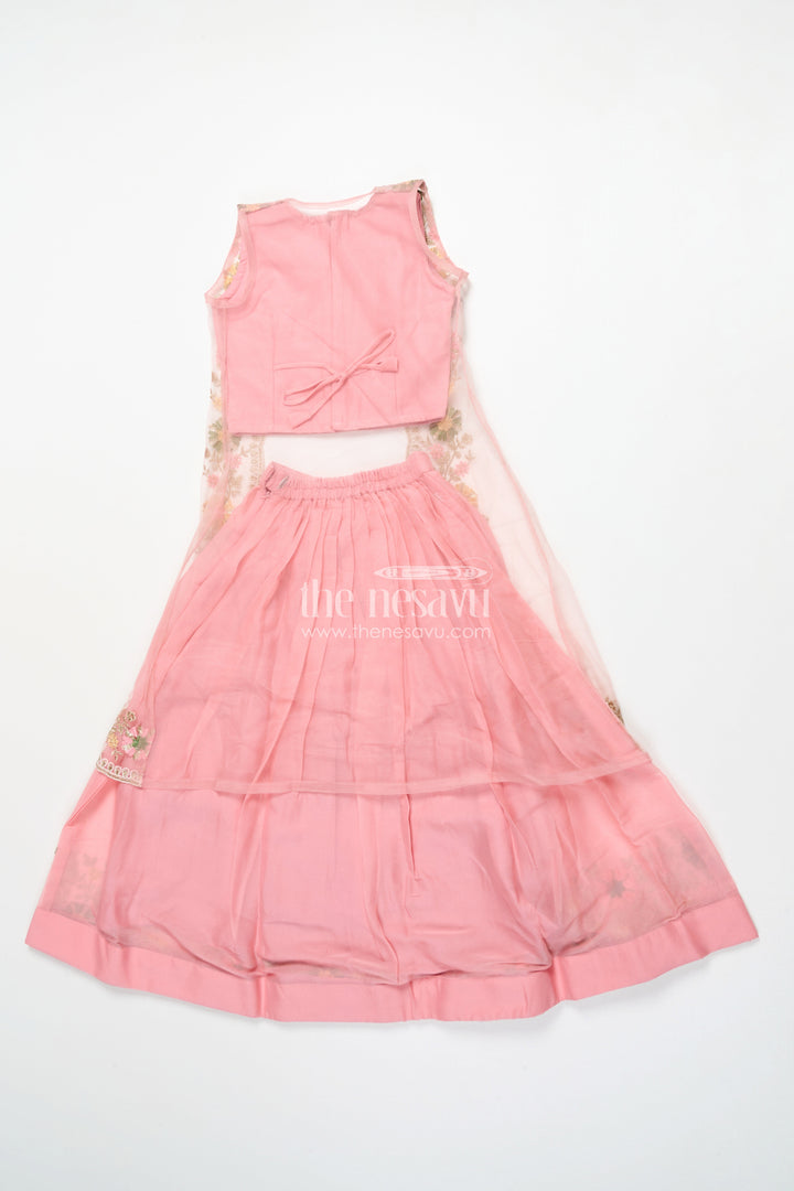 The Nesavu Girls Ethnic Lehenga Girls Ethnic Lehenga with Long Shrug for Festive and Wedding Occasions Nesavu Nesavu girls georgette lehenga set thread embroidery full-length shrug festive wear