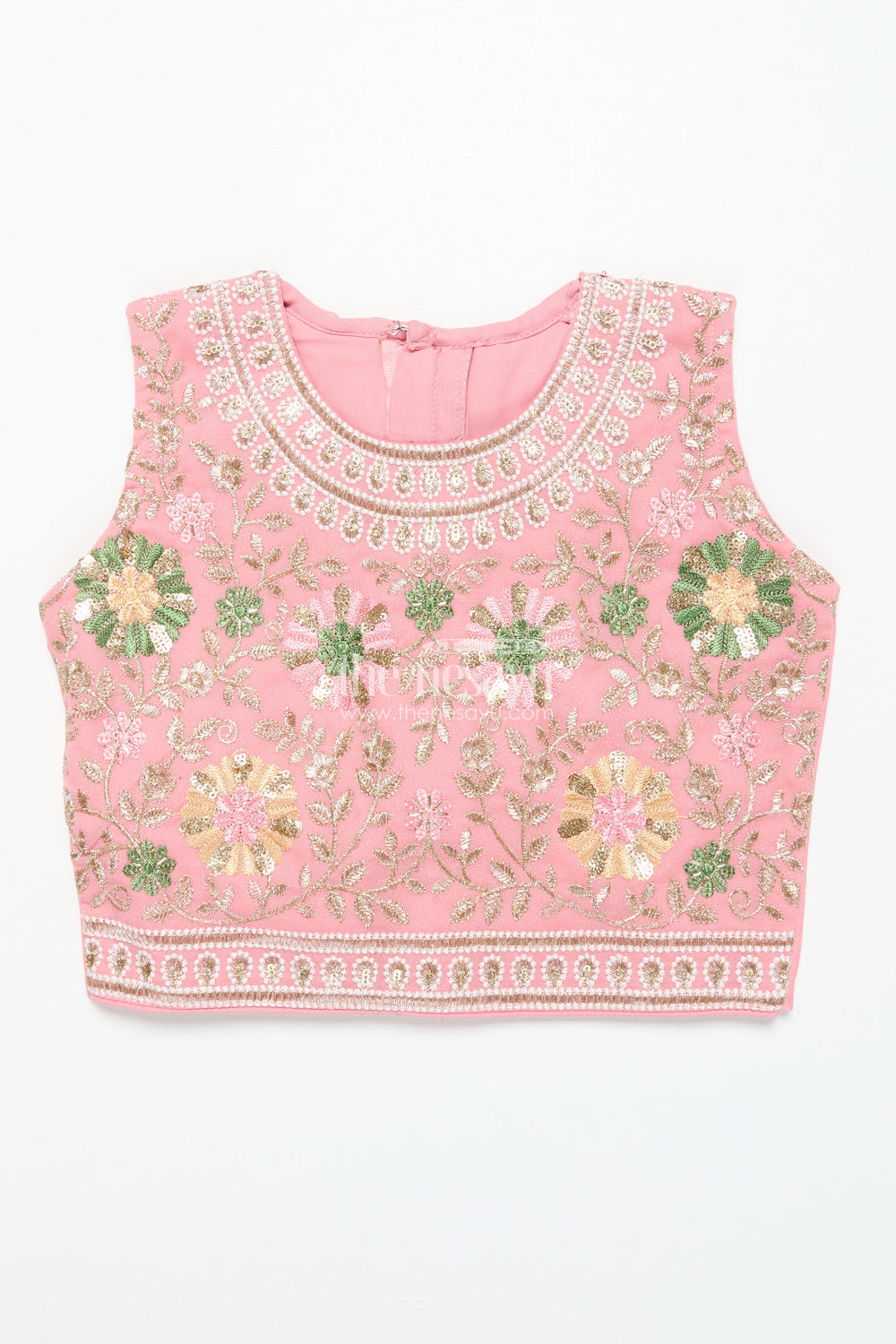 The Nesavu Girls Ethnic Lehenga Girls Ethnic Lehenga with Long Shrug for Festive and Wedding Occasions Nesavu Nesavu girls georgette lehenga set thread embroidery full-length shrug festive wear