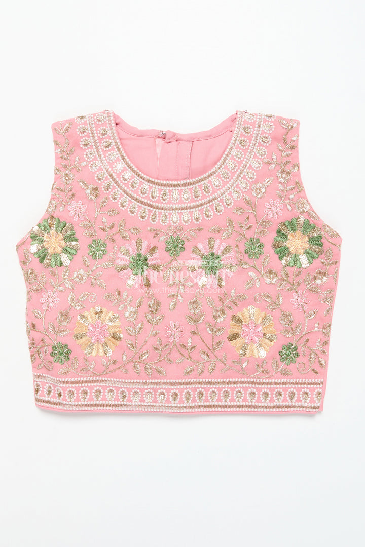 The Nesavu Girls Ethnic Lehenga Girls Ethnic Lehenga with Long Shrug for Festive and Wedding Occasions Nesavu Nesavu girls georgette lehenga set thread embroidery full-length shrug festive wear