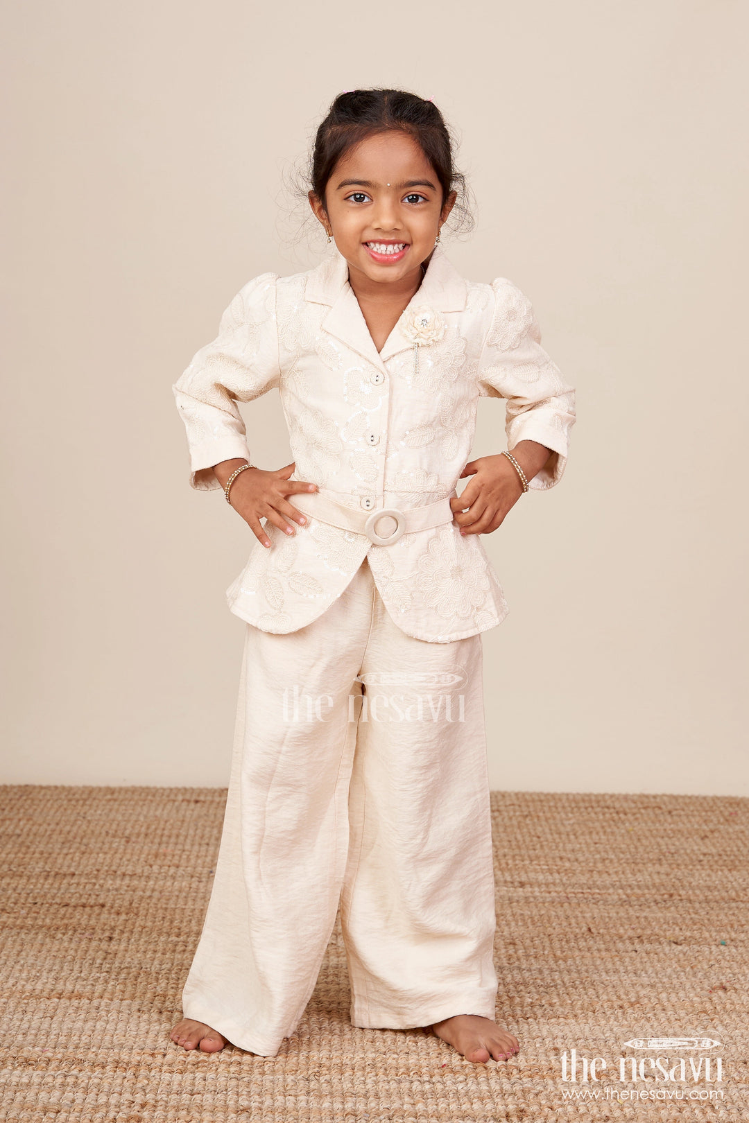 The Nesavu Girls Casual Set Girls Ethnic Pant Suit for Functions and Birthday Celebrations Nesavu 24 (5Y) / Gold GPS642A-24 Nesavu girls ethnic pant suit festive functions stylish birthday dressing