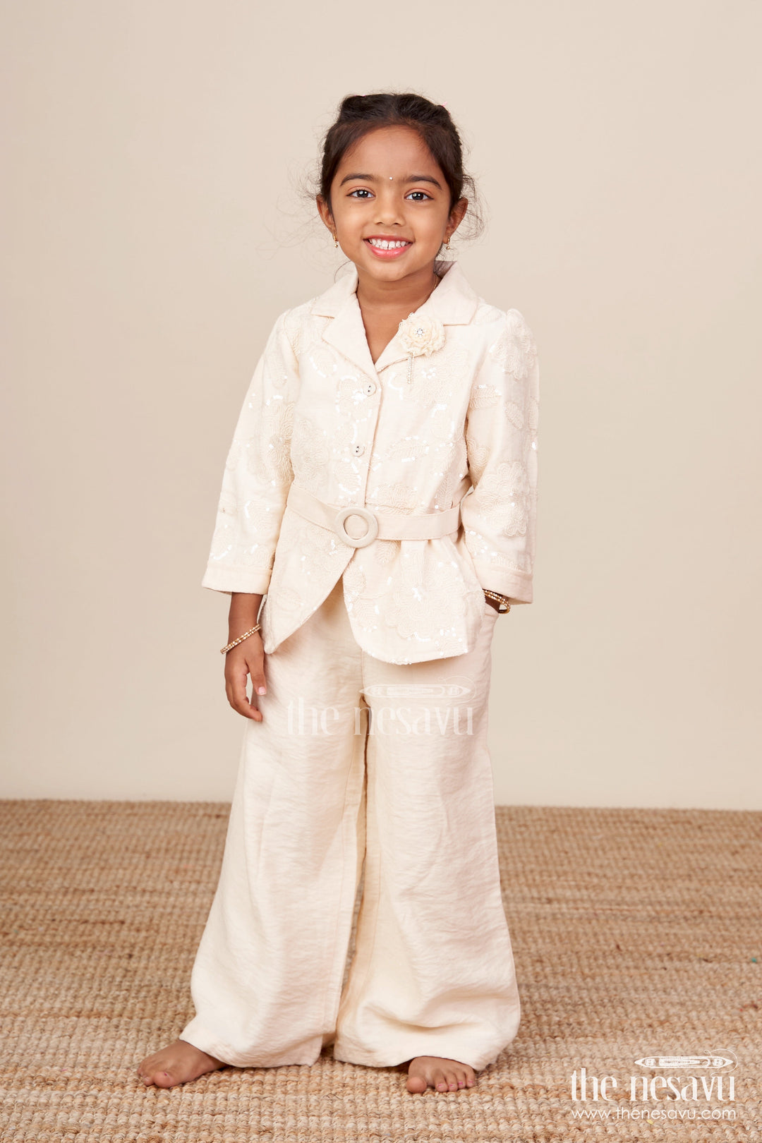 The Nesavu Girls Casual Set Girls Ethnic Pant Suit for Functions and Birthday Celebrations Nesavu Nesavu girls ethnic pant suit festive functions stylish birthday dressing